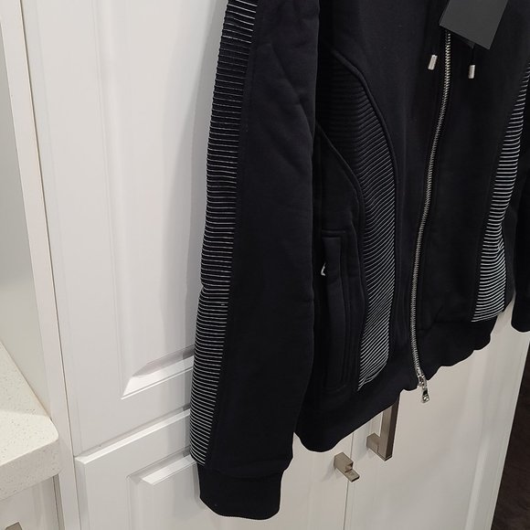 Balmain Neoprene Ribbed Zip-Up Hoodie - Picture 4 of 15